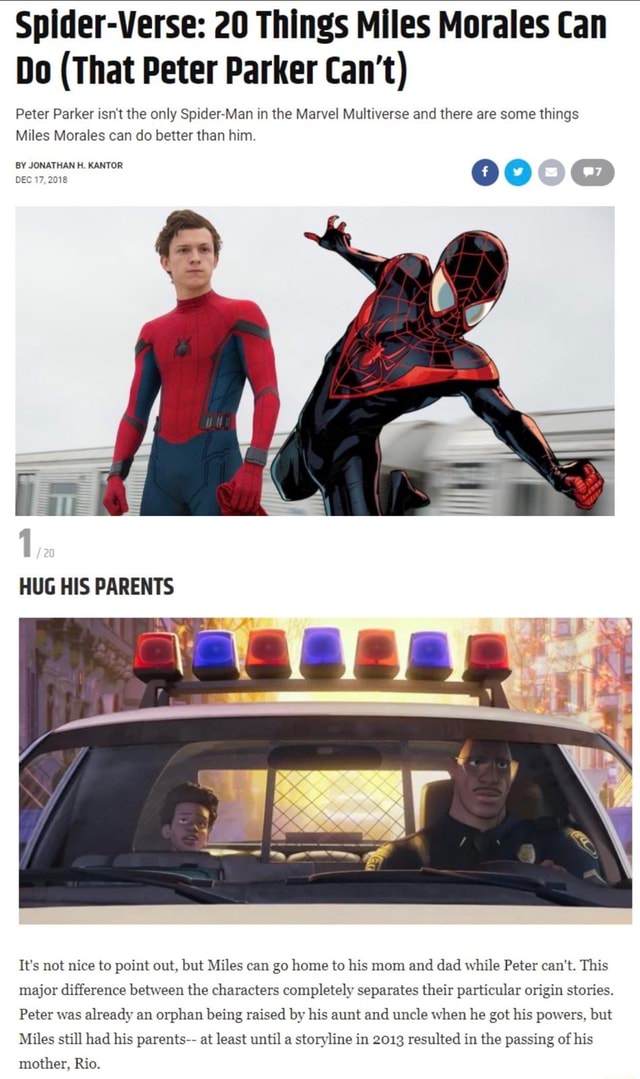 Spider Verse 20 Things Miles Morales Can Do That Peter Parker