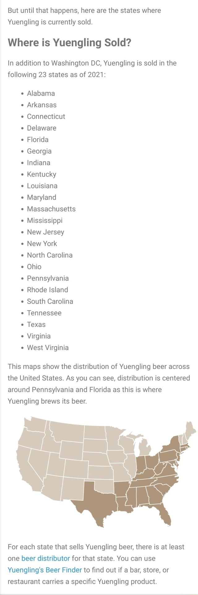 But Until That Happens Here Are The States Where Yuengling Is   2b254886613affc946d391b34a17327f78b296a0026f69a866e1d889728a68c6 1 