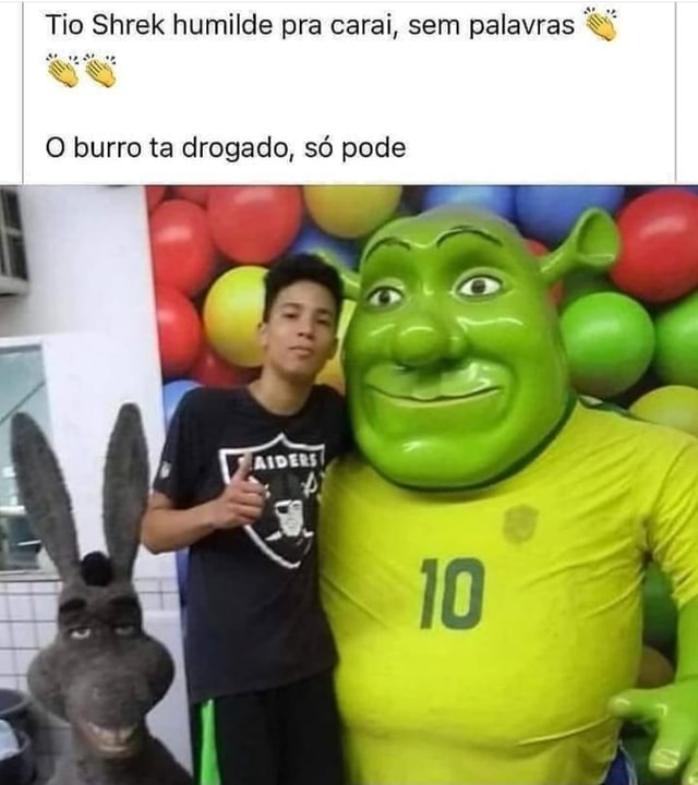 Tio Shrek humilde pra caral, sem palavras O burro ta drogado, só pode ; I  Po Aa - iFunny Brazil