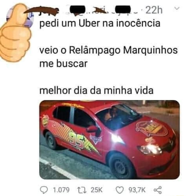 Quando você pede um carro no uber e o Relâmpago McQueen vem te buscar / X