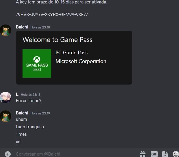 Xbox Gamepass Pc Key 1 Mes