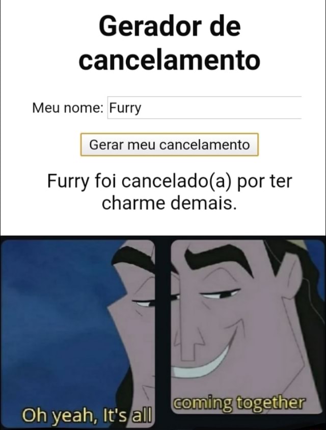 Gerador de cancelamento Meu nome: I Jogador de Free Fir I Gerar meu  cancelamento I Jogador de Free Fire foi cancelado(a) por ser corno. -  iFunny Brazil