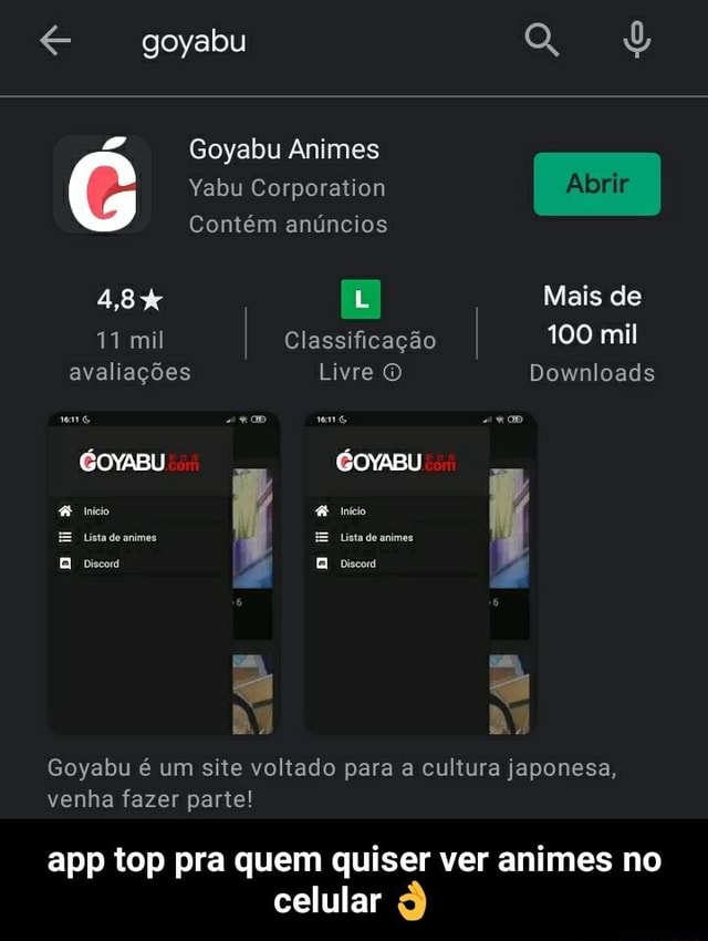 Goyabu 4,8x 11 mil avaliações GovaBu Lista de animes Discord