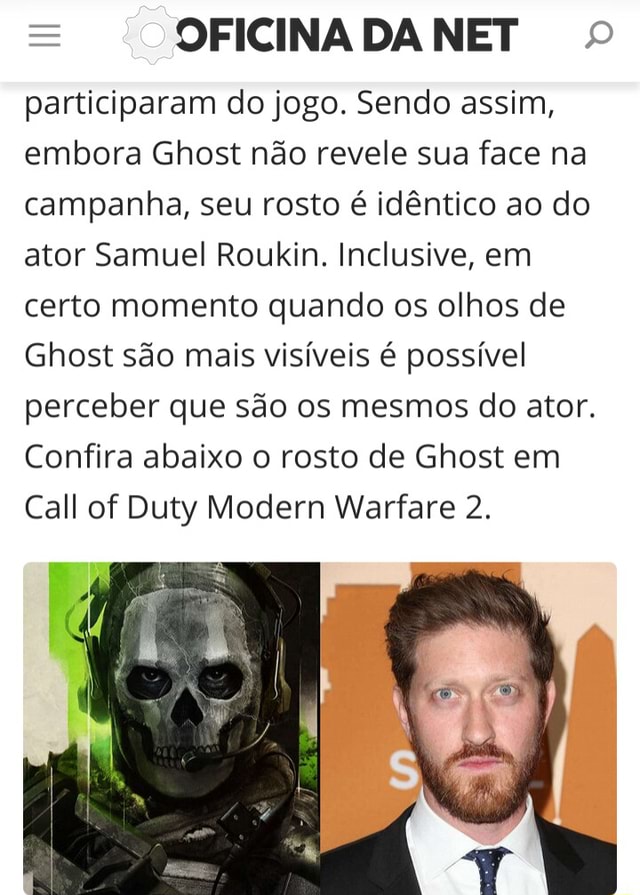 Call of Duty Modern Warfare 2: Como é o rosto do Ghost?