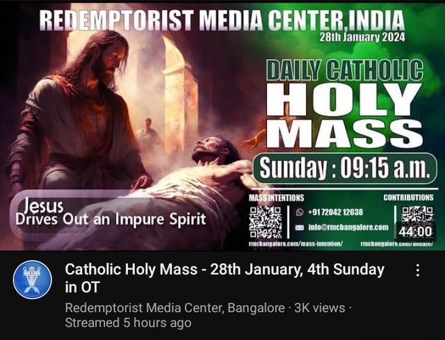 28th January 2024 DRIST MEDIA CENTER INDIA DAILY, HOLY MASS Sunday : a ...