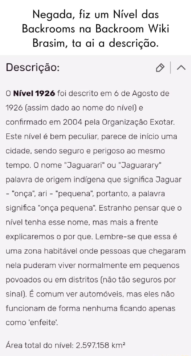 Nível :, Wiki Backrooms