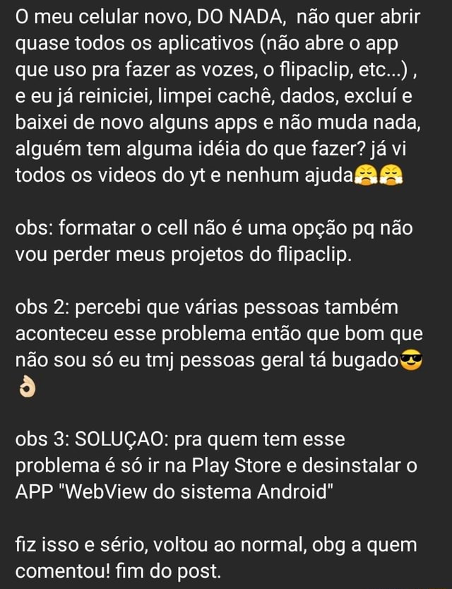 O meu whatsapp não abre mais e não sei o que acontece