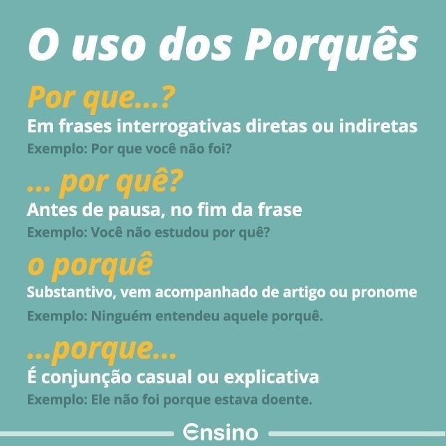 O uso dos Porquês Em frases interrogativas diretas ou indiretas Antes ...