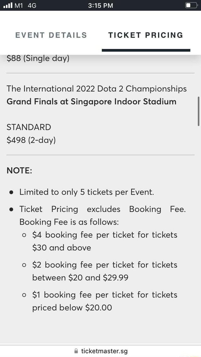 PM EVENT DETAILS TICKET PRICING 88 (Single day) The International 2022