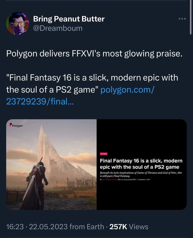 Dreamboum on X: Polygon delivers FFXVI's most glowing praise