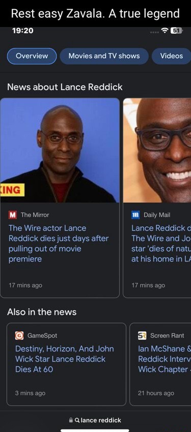 Destiny, Horizon, And John Wick Star Lance Reddick Dies At 60