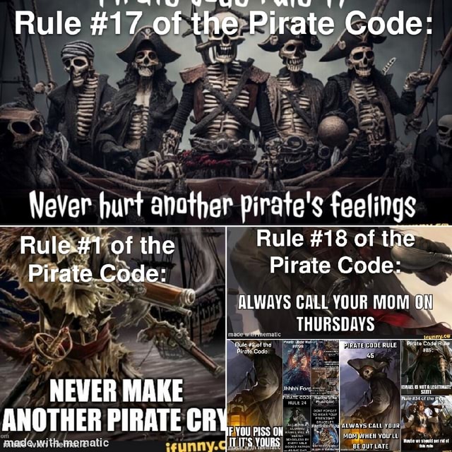 RULE #5 OF THE PIRATE CODE A GOOD CAPTAIN KISSES HIS CREWMATES BOO