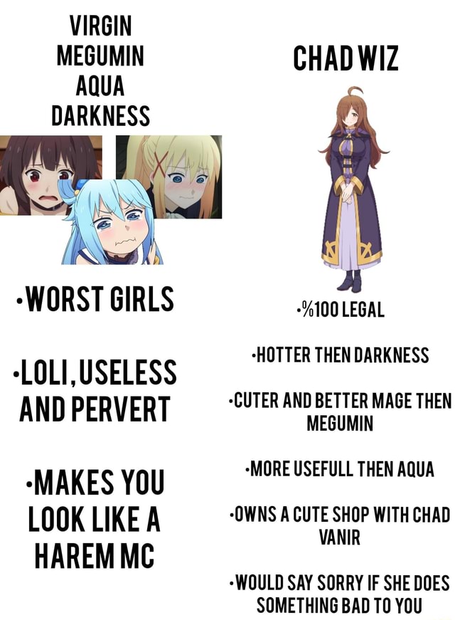 Maybe Kazuma has a thing for loli wizards? They also both like him. , -  iFunny