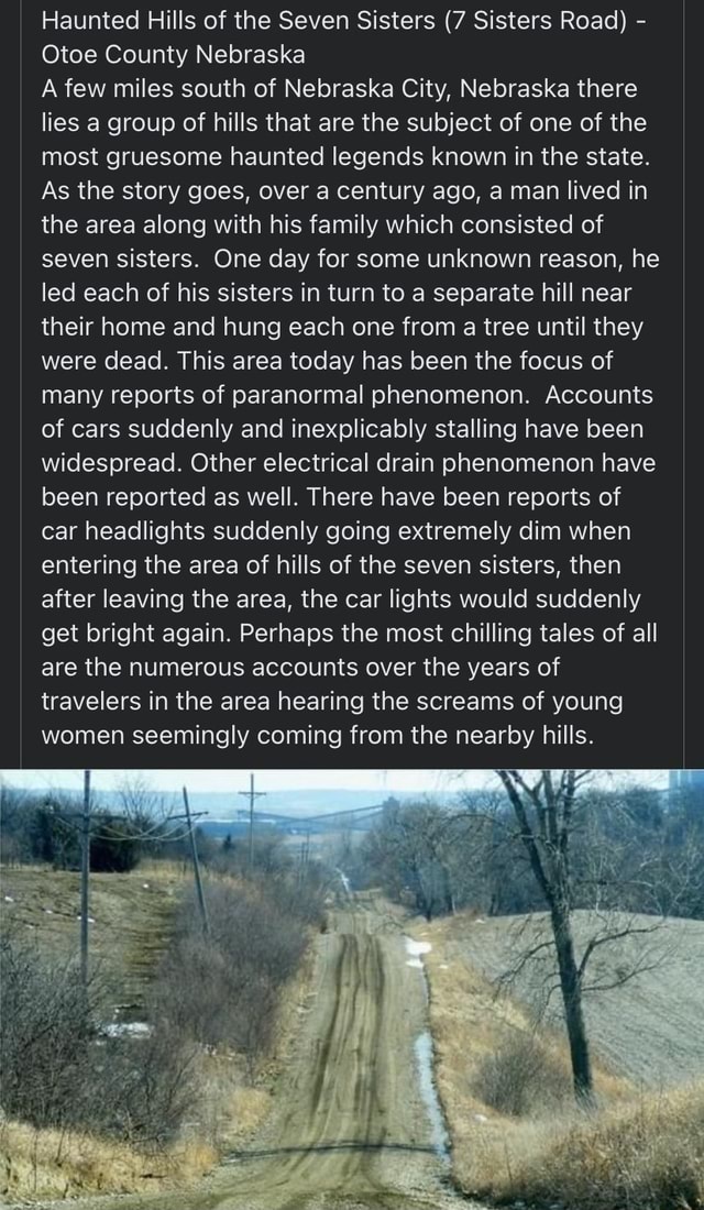 Haunted Hills of the Seven Sisters (7 Sisters Road) Otoe County