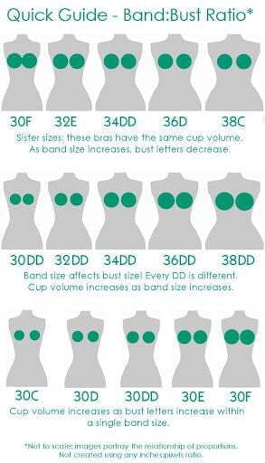 Quick Guide - Ratio* 34DD Sister sizex: these bras have the same cup 'As  band size incteases, bust letters decreate. 30DD 32DD 34DD 36DD 38DD Bond  size atfects bust siz! Every DD