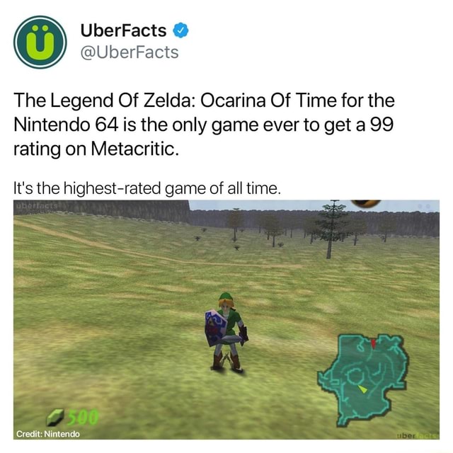 The Legend of Zelda: Ocarina of Time, with a score of 99/100 is the highest  rated game ever on Metacritic! The N64 is the proud owner of a few all time  great