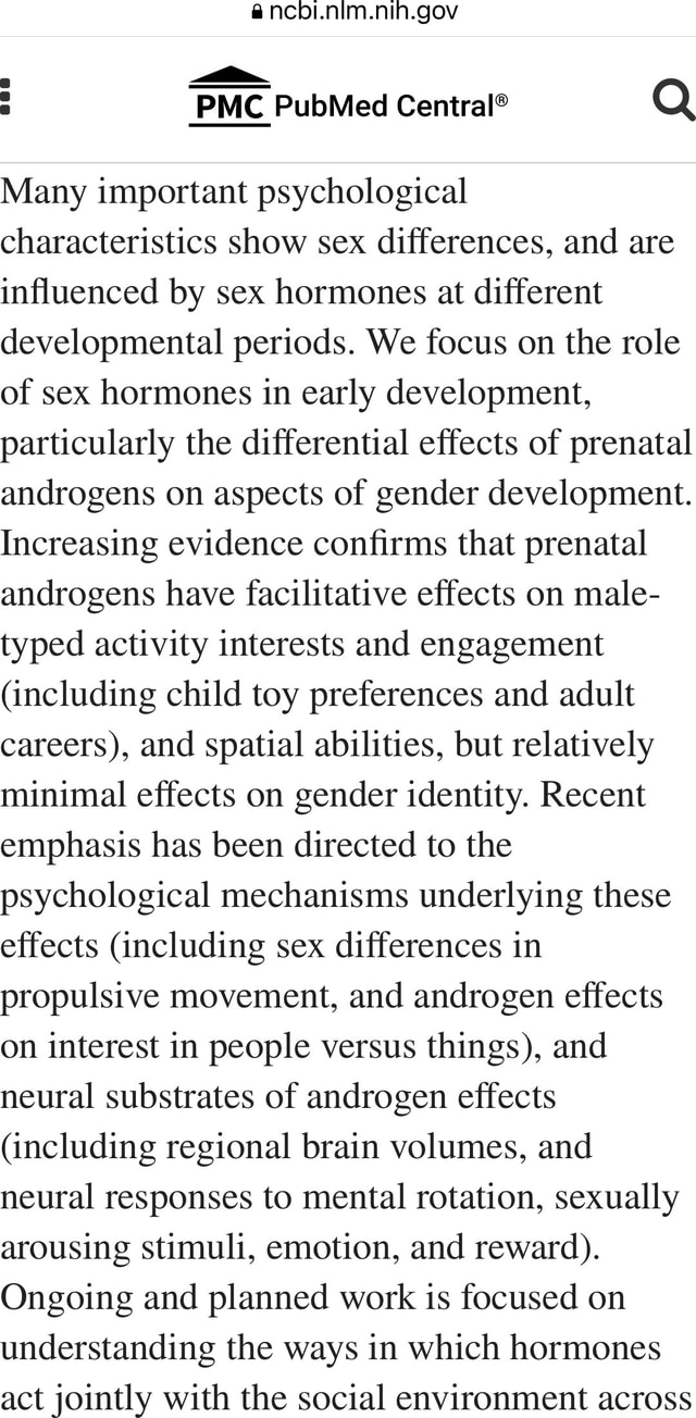 PMC PubMed Many Important Psychological Characteristics Show Sex ...