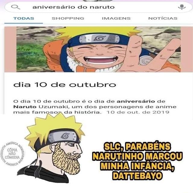 Quando o naruto nasceu TODAS NOTÍCIAS IMAGENS SHOPPING VÍDEOS dia 10 de  outubro O dia 10 de outubro é o dia de aniversário de Naruto Uzumaki, um  dos personagens de anime mais