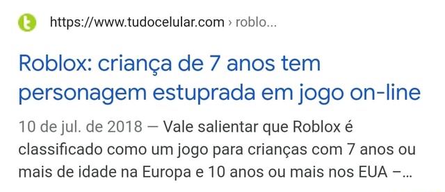 Personagem de criança de 7 anos é estuprada em Roblox; saiba como se  proteger - Canaltech