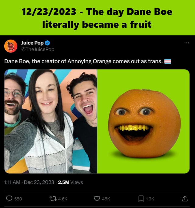 The day when Dane Boe became fruity - - The day Dane Boe literally