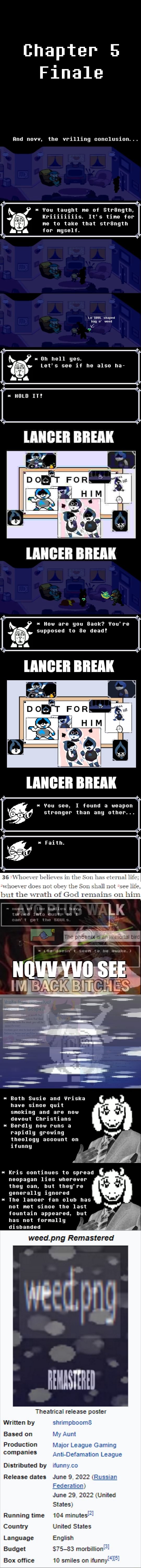 Chapter Finale And novv, the vrilling conclusion... You taught me of  Str8ngth, Kriiiiiiiis. It's time for me to take that str8ngth for myself.  Le SOUL shapea bag weed Oh nell yes. ww HOLD IT?! LANCER BREAK Let's see if  he also ha- BREAK How are you Sack ...