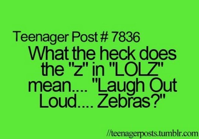 What the heck does the z in lolz mean,  Laugh out loud. zebras ?
