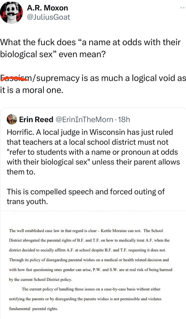 What the fuck does "a name at odds with their biological sex" even mean