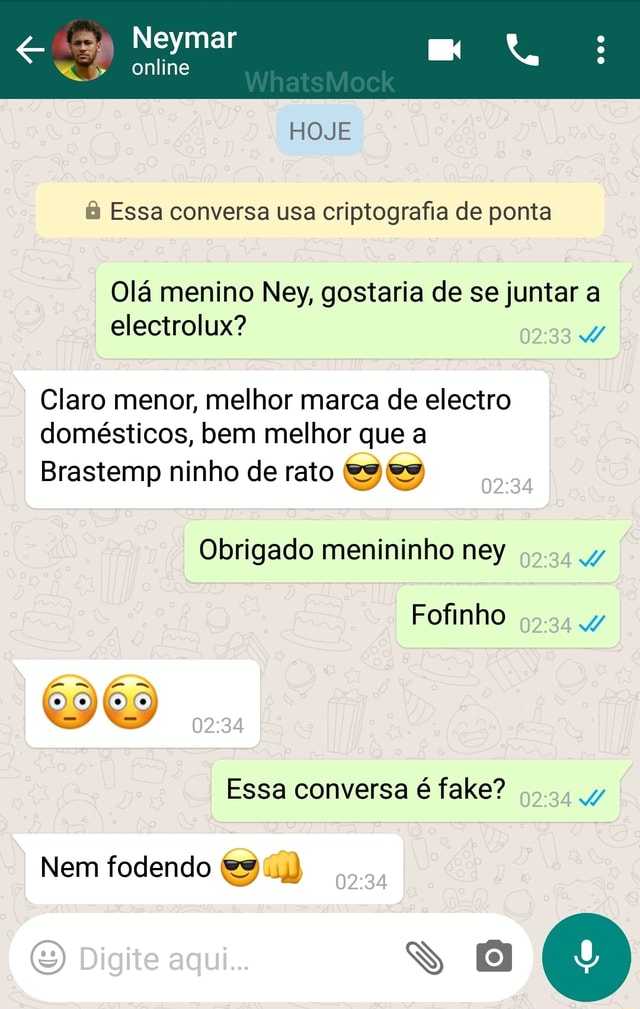 Neymar online HOJE Essa conversa usa criptografia de ponta Olá