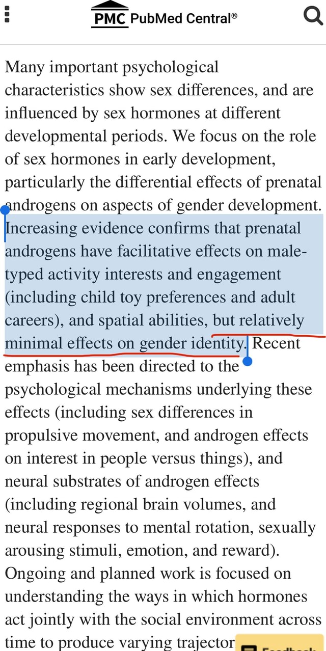 Many Important Psychological Characteristics Show Sex Differences And