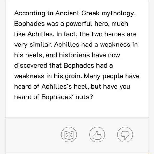According to Ancient Greek mythology, Bophades was a powerful hero