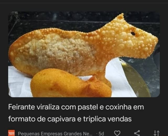 Feirante viraliza com pastel e coxinha em formato de capivara e