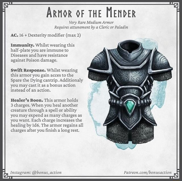 Arnor OF THE MENDER Very Rare Medium Armor Requires attunement by a