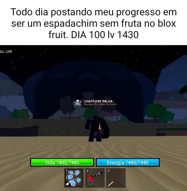 Todo dia postando meu progresso em ser um espadachim sem fruta no blox fruit.  Dia 57 Iv 1013 Vida Mosquete Sofistidado Energia Rengoku - iFunny Brazil