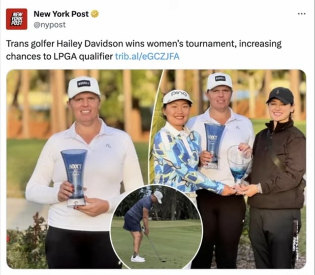 Trans golfer Hailey Davidson wins women's tournament, increasing