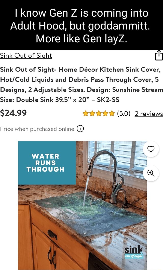 Sink Out of Sight- Home Dcor Kitchen Sink Cover, Hot/Cold Liquids