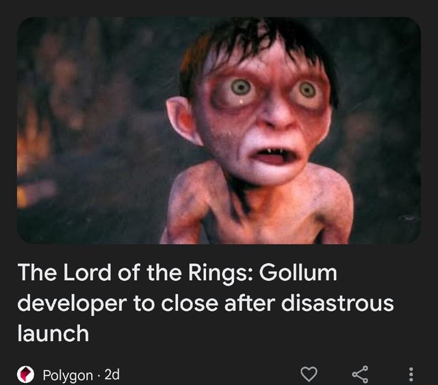 Lord of the Rings: Gollum developer shuts down, scraps new LOTR