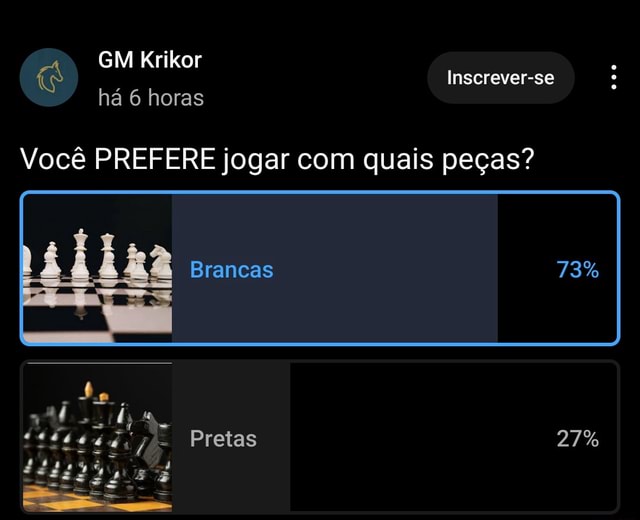 Inscrever-se GM Krikor há 6 horas Você PREFERE jogar com quais