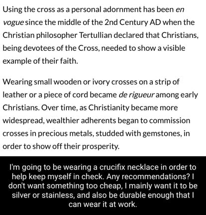 Using the cross as a personal adornment has been en voguesince the