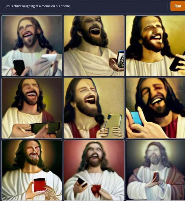 Jesus christ laughing at a meme on his phone Run - iFunny Brazil