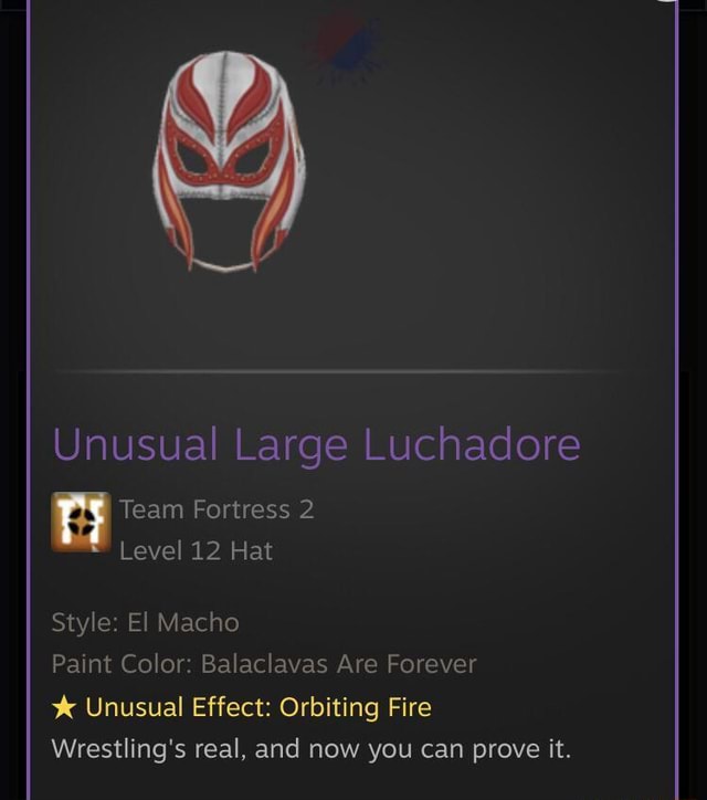 Unusual Large Luchadore Team Fortress 2 Level 12 Hat Style El Macho