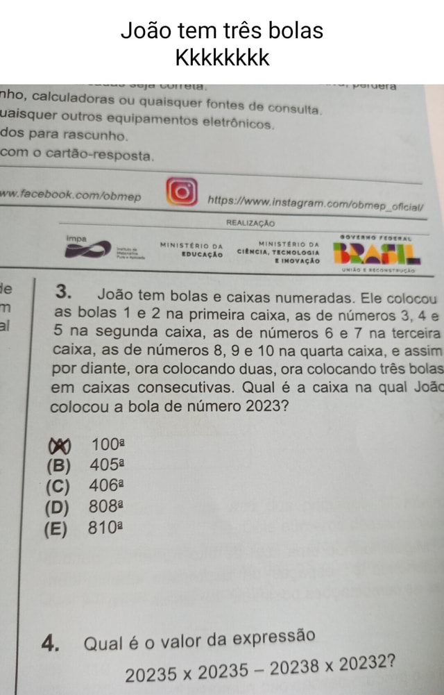 Jo O Tem Tr S Bolas Ho Calculadoras Ou Quaisquer Fontes De Consulta