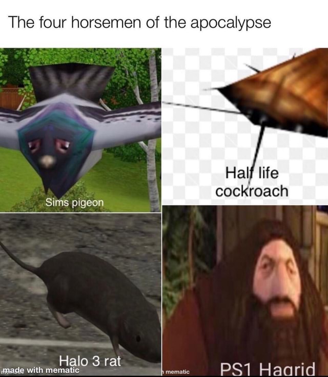 The four horsemen of the apocalypse cockroach Sims pigeon Halo 3