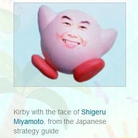Kirby with the face of Shigeru Miyamoto, from the Japanese strategy
