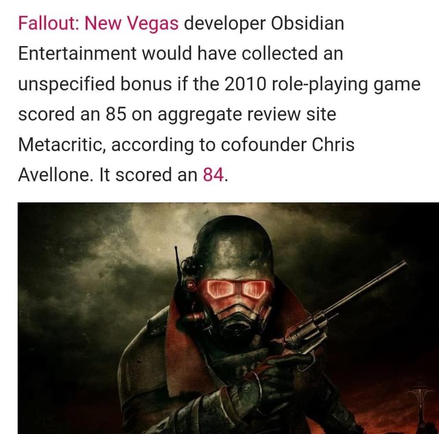 Fallout New Vegas Remastered Would Be Awesome, Says Obsidian : r/Games