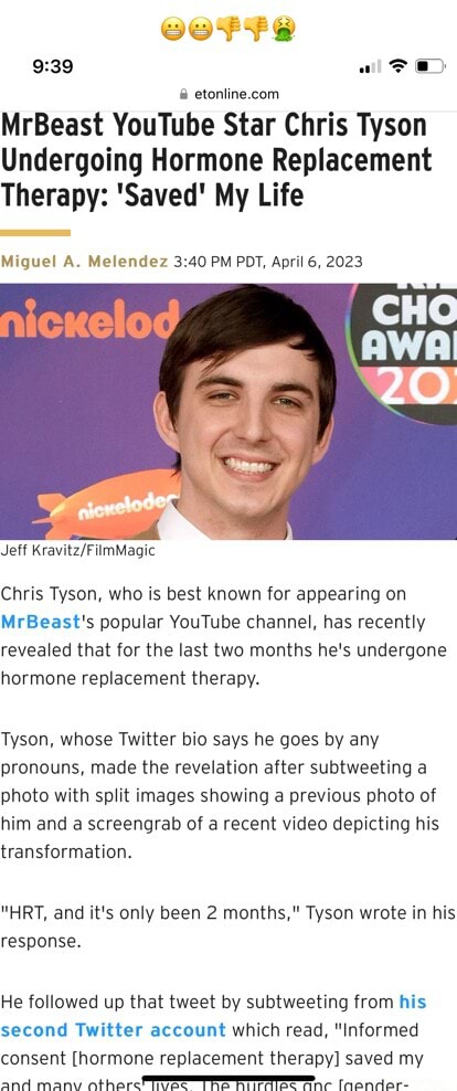 MrBeast Star Chris Tyson On Hormone Replacement Therapy