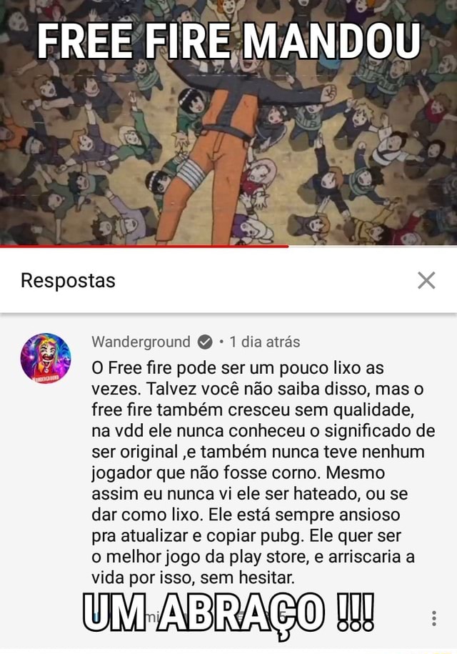 Pessoas: Você não pode zuar um jogador de free fire com um anime Eu:  observe WEB - iFunny Brazil