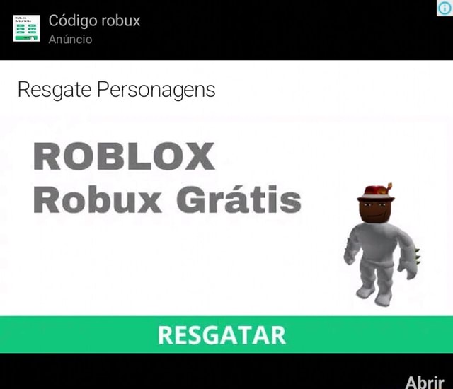 Código robux Es Resgate Personagens ROBLOX Robux Grátis RESGATAR - iFunny  Brazil