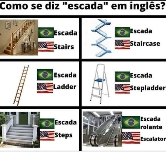 Como se diz escada em inglês? JEscada Escada MEstaircase Escada