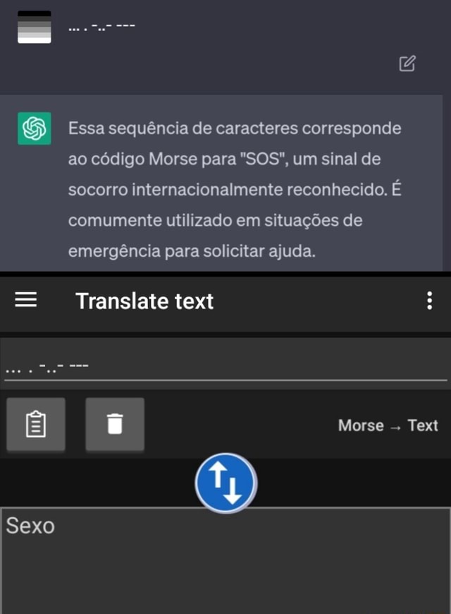 Essa Sequência De Caracteres Corresponde Ao Código Morse Para "SOS", Um ...