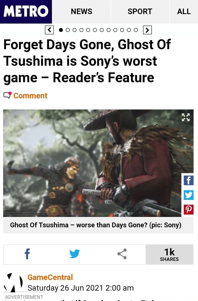 Forget Days Gone, Ghost Of Tsushima is Sony's worst game